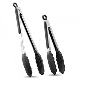 HOTEC Premium Stainless Steel Locking Kitchen Tongs with Silicon Tips, Set of 2-9" and 12" now 50...