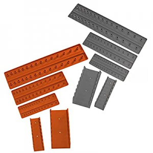 Hi-Brace Heavy Duty 10 Piece SAE and Metric Socket Organizer and Wrench Tray Set (Orange and Grey)..