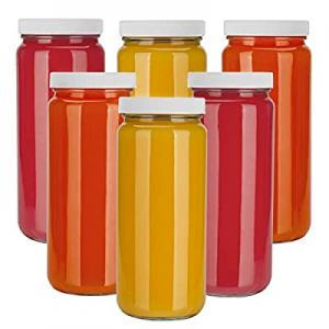 One Day Only！Tronco 16oz Glass Juice Bottles now 40.0% off ,Travel Glass Drinking Bottles with Pla..