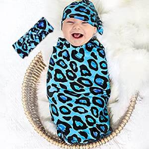 Hooyax Newborn Swaddle Blanket Set Including Blue Leopard Print Receiving Blankets now 50.0% off ,..