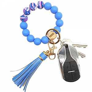 52.0% off PRIANGEL Silicone Key Ring Bracelet for Women Beaded Wristlet Keychain House Car Keys Ri..