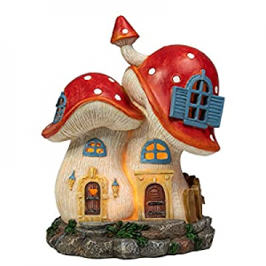 Ovewios Fairy Garden House Outdoor Statue now 50.0% off , Mushroom Garden Fairy Cottage Figurines ..