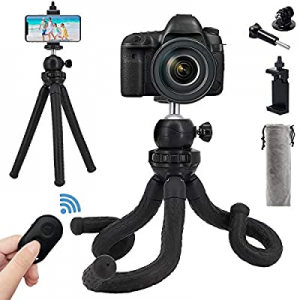 Naohiro Phone Tripod, Portable and Flexible Phone Tripod Stand with Wireless Remote and Phone Holder