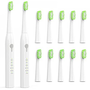 SZSYD Dual Handle Electric Toothbrush with 10 Brush Heads, 5 Clean Modes, Deep Clean & 2 Minutes Sma