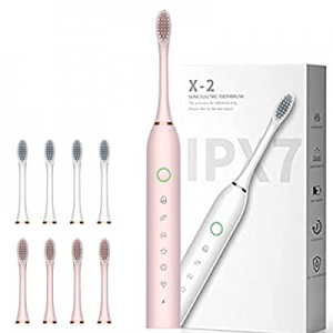 Rechargeable Electric Toothbrush for Adults, Caripeloy Portable Sonic Toothbrush with 8 Soft Replace