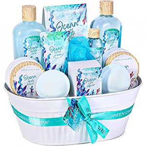 Bath Spa Gift Baskets Women - 12 Pcs Ocean Bath Gift Sets Home Holiday Spa Gift Basket Green Canyon 