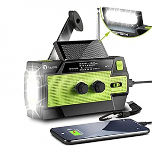 Emergency-Radio,Puiuisoul 4000mAh Weather Radios with Hand Crank & Solar Charging,3 Gear LED Flashli