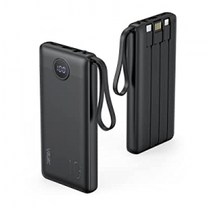 Portable Charger with Built in Cables,VRURC 10000mAh Ultra Slim USB C Power Bank, 4 Output 2 Input L