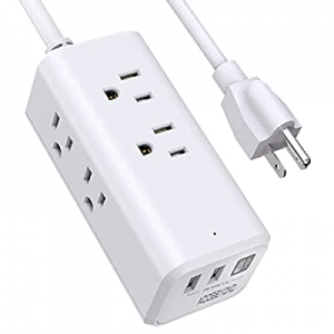 Surge Protector Power Strip, Multi Plug Outlet Total 3.1A, Outlet Extender with USB C Port, 5ft Exte