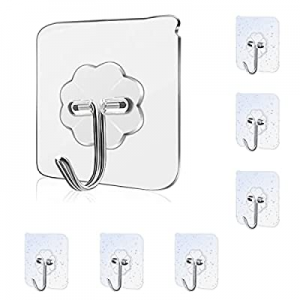 Adhesive Hooks now 65.0% off , 6 Pack Kitchen Wall Hooks, Wall Hook Heavy Duty (22 lbs) Max, Reusa..