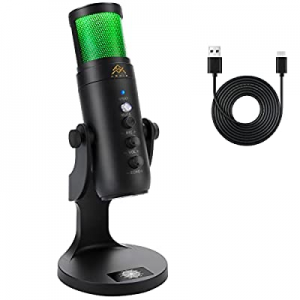 USB Microphone, HaDIS USB C Microphone Computer Condenser Gaming Mic for PC/Laptop/Phone, Volume Con