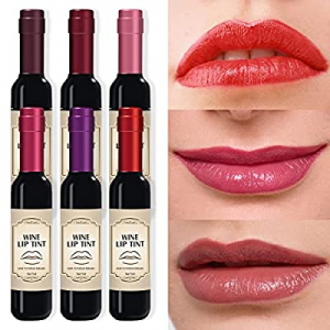 Wine Lip Tint, 6 Color Matte Liquid Wine Bottle Lip Gloss Set, Long Lasting and Waterproof Lipstick