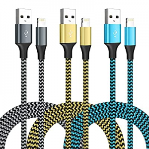 [Apple MFi Certified] iPhone Charger 3 Pack 6FT USB Lightning Cable Fast Charging Nylon Braided iPho