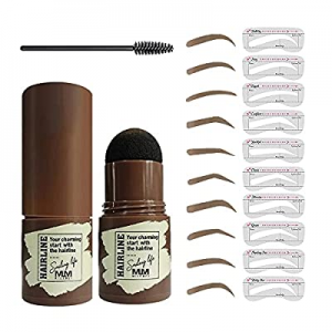 Eyebrow Stamp Stencil Kit,with 10 Reusable Eyebrow Stencils ,Eyebrow Brush,Eyebrow Stamp Powder (Lig