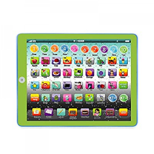 SPOGENN Learning Tablet Educational Touch Pad for Fun Learn Number ABCs Spelling Animal Green