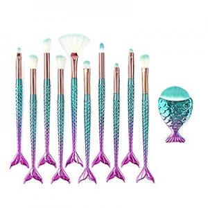 Makeup brushes set 11pcs Mermaid Makeup Brush Foundation Blending Blush Concealer Cosmetic Tools