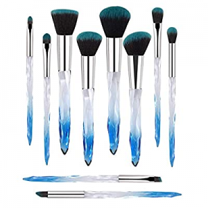 Professional Makeup Brush, Acrylic Diamond Handle Make Up Brushes Series for Full Face Foudation Blu