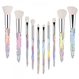 Makeup Brushes Crystal Handle,10pcs Premium Light White Cosmetic Make up Brush Set Professional for