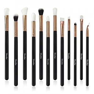 Yuwaku Eye Makeup Brushes Set - 12pcs Eyeshadow Brush Professional Black Premium Synthetic Blending