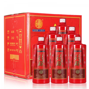 立减CNY￥1389,利群酒 53度酱香型白酒 茅台镇原产地高粱酒 纯粮固态发酵工艺 足年陈酿窖藏老酒 喜庆版-整箱6瓶+3手提袋