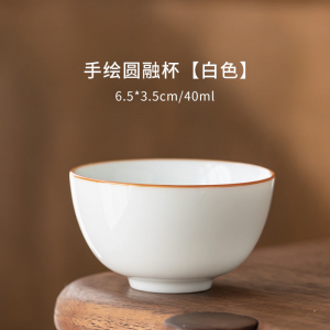 立减CNY￥30,【工厂现发】釉下彩手绘茶杯品茗杯茶盏白瓷陶瓷杯子单个主人杯喝茶碗功夫茶具碧蓝仕 5个装 手绘富贵杯荷花60ml