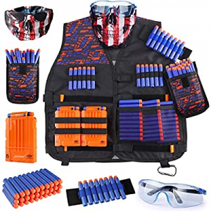 One Day Only！Kids Tactical Vest Kit for Nerf Guns N-Strike Elite Series with Refill Darts Dart Pou..