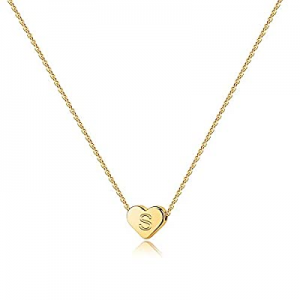 Heart Initial Necklaces for Women Girls - 14K Gold Filled Heart Pendant Letter Alphabet Necklace n..