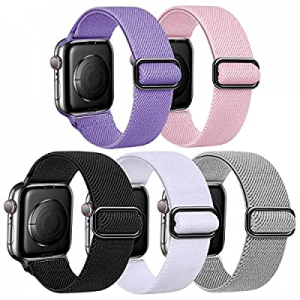 Stretchy Nylon Band Compatible with Apple Watch Band 49mm 45mm 44mm 42mm 40mm 38mm 41mm Women Men, E