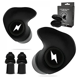 Black Noise Cancelling Ear Plugs, Reusable Silicone Ear Plugs for Sleep, Work, Study, Swimming, Conc