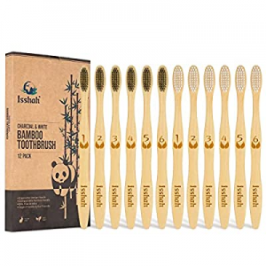 Biodegradable Eco-Friendly Natural Bamboo Charcoal Toothbrushes - 12 Count