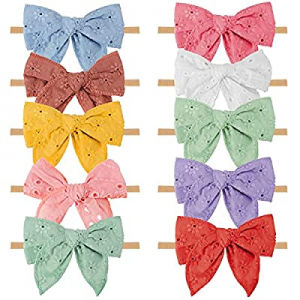 Subesty Baby Girls Nylon Elastic Headband Soft Flower Hair Band For Toddler Infant Newborn Set Of 10