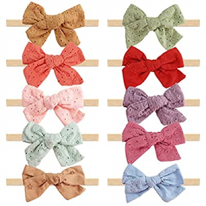 Subesty Baby Girls Nylon Elastic Headband Soft Flower Hair Band For Toddler Infant Newborn Set Of 10