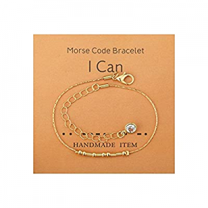 One Day Only！80.0% off TOSGMY Morse Code Bracelets for Women Gold Beads on Silk Cord Inspirational..