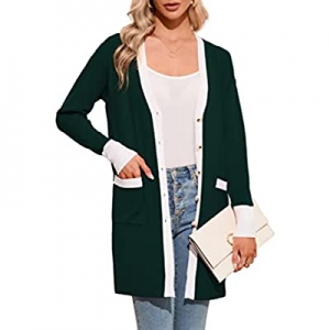 One Day Only！65.0% off KOJOOIN Women&#39;s Button Down Open Front Long Cardigan Sweaters Color Blo..