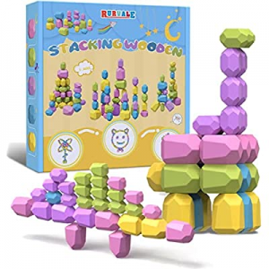 Sensory Toys for 1 2 3 Year Old Boys Girls now 10.0% off , Wooden Stacking Blocks Rocks, Montessor..