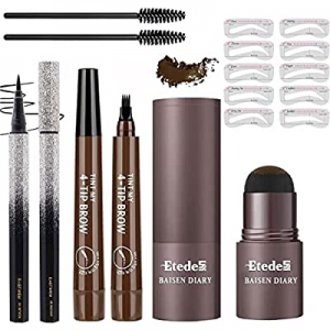 3 styles Eyebrow Stamp Powder,Eyebrow pencil, with Eyebrow Brushes, long Lasting Waterproof Buildabl