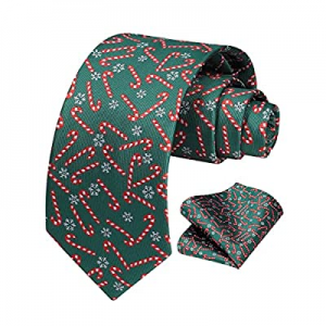 Briyard Mens Sage Emerald Green Christmas Tie and Pocket Square Set now 40.0% off , Holiday Festiv..