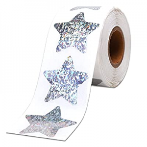 1.5&#34; Large Holographic Sliver Star Stickers for Kids Reward now 50.0% off , 500 Pcs Foil Star ..