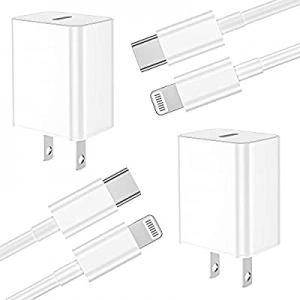 【Apple MFi Certified】 iPhone Fast Charger 2Pack 20W PD Wall Charger with 6 FT & 3 FT USB C to Li