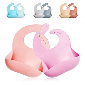 GODR7OY Silicone Baby Bib, BPA Free Waterproof Bibs, Adjustable 2PCS (Sakura) now 50.0% off 