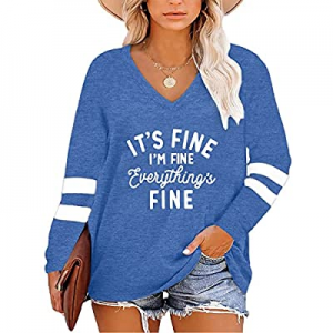 One Day Only！20.0% off Plus Size Its Fine Im Fine Everything is Fine Shirt Women Inspirational Let..