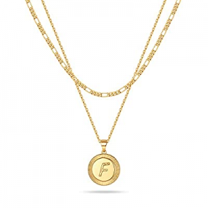One Day Only！Layered Gold Initial Necklaces for Women now 50.0% off , 14K Gold Plated Initial Neck..