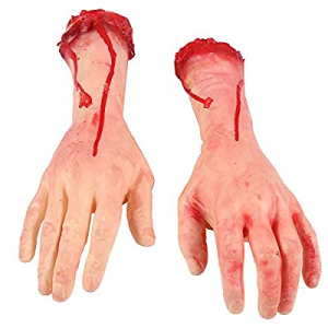 80.0% off ONEDONE Fake Arms Hands Terror Severed Bloody Body Parts for Halloween Party Haunted Hou..