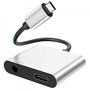 USB C to 3.5mm Headphone and Charger Adapter, USB C Splitter Audio and Charging Adapter, 2in-1 USB C