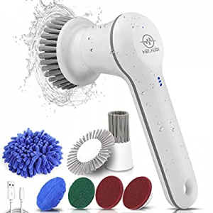 MELAUDI Electric Spin Scrubber, Bathroom Rechargeable Spin Scrub Brush Cordless, Smart 2 Speed Modes