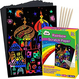 ZMLM Scratch Paper Art Set now 55.0% off , Rainbow Magic Scratch Paper for Kids Black Scratch it O..