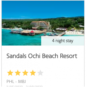 American Airlines vacation - 預訂Sandals® 旗下部分酒店，送$500 消費券