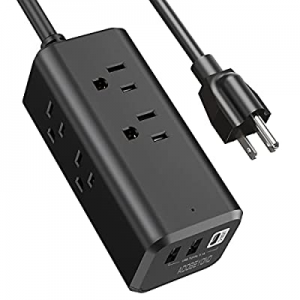 Power Strip Surge Protector, 5ft Extension Cord with Multiple Outlets, USB Charging Cube with C Port