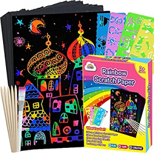 ZMLM Scratch Paper Art Set now 50.0% off , Rainbow Magic Scratch Paper for Kids Black Scratch it O..