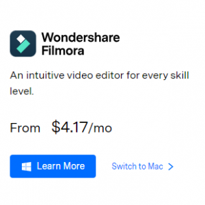 Wondershare Filmora - 简单好用的视频编辑器，年费用$49.99，终身使用一次付费现在8折优惠